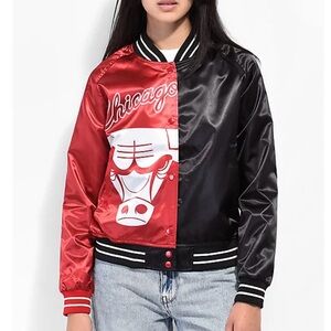 Chicago Bulls Women's Red and Black Satin Jacket